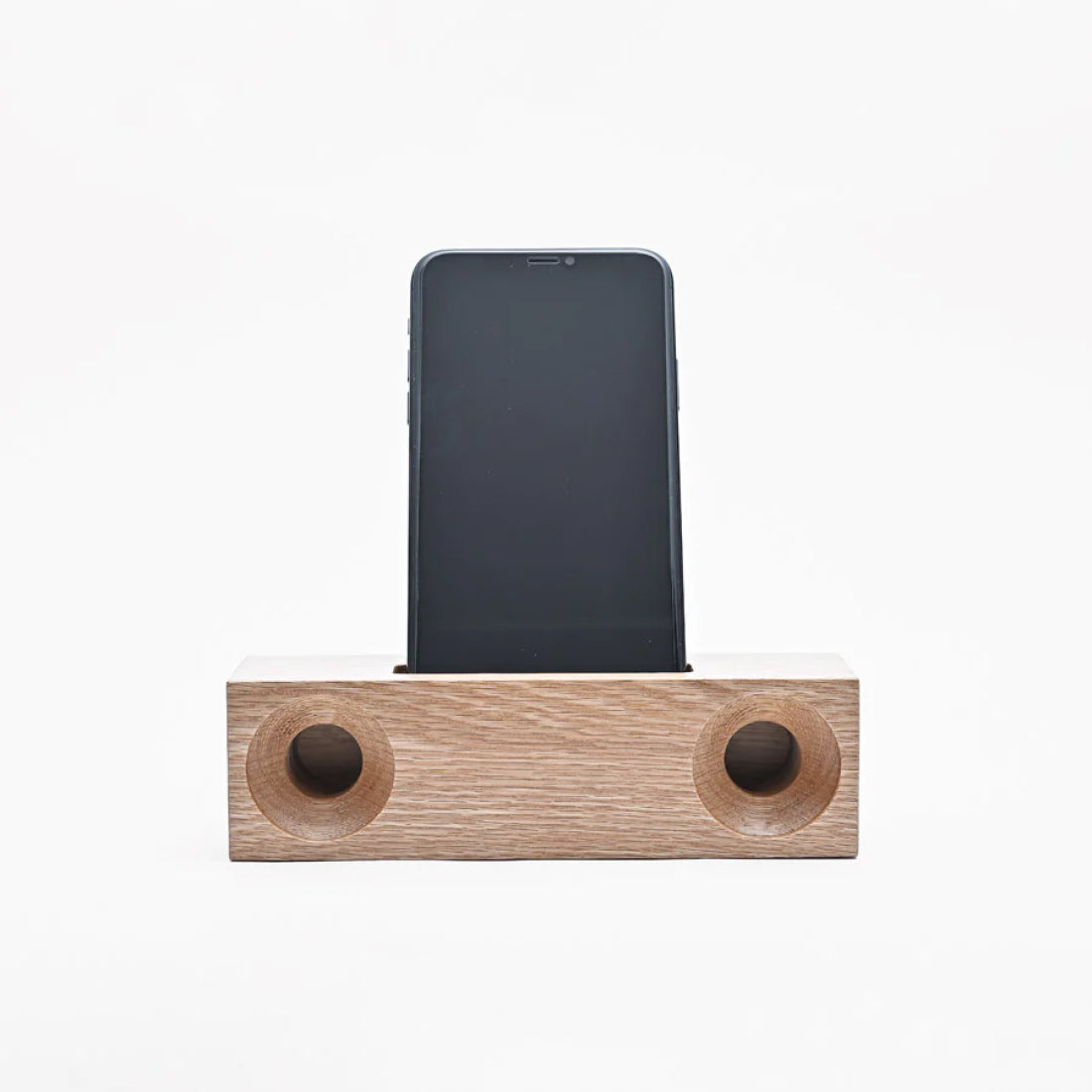 木製スマートフォンスピーカースタンド オーク材